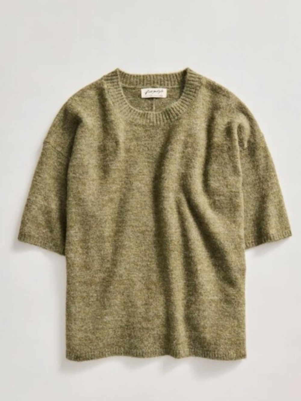 Free People Olive Green Short-Sleeve Margot Sweater